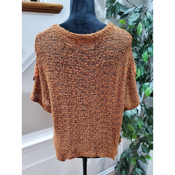 Frazzle Women Brown Cotton Half Sleeve Buttons Front Casual Knit Sweater Size L - Picture 9 of 14